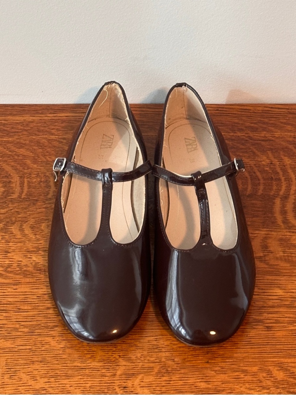 Zara Girls Ox Blood Patent T-Strap Mary Jane Shoes